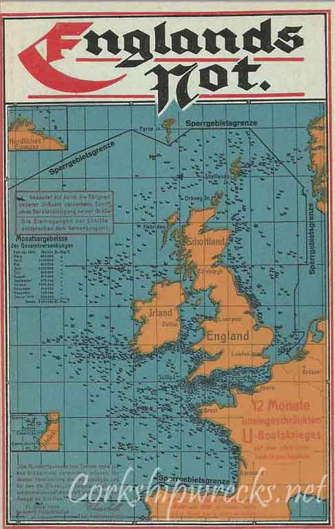  Propoganda postcard showing u-boat sinkings 1917